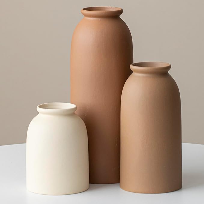 Large Decorative Ceramic Vase Set, 3 Pieces, Nordic Modern Boho Style, by TINCTOTNICVase