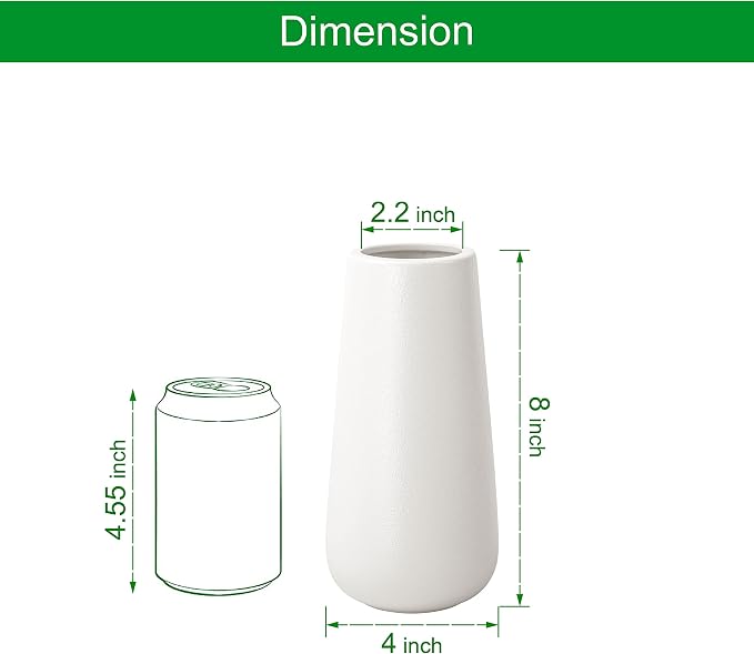 D'vine Dev 8 Inch Ceramic Flower Vase Textured Finishing, Minimalist Design - Image 3