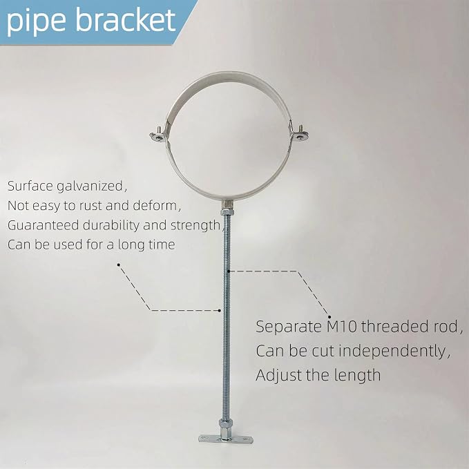 2 Sets 6 Inch Adjustable Pipe Bracket，Heavy Duty Galvanized Iron Stove Pipe - Image 6