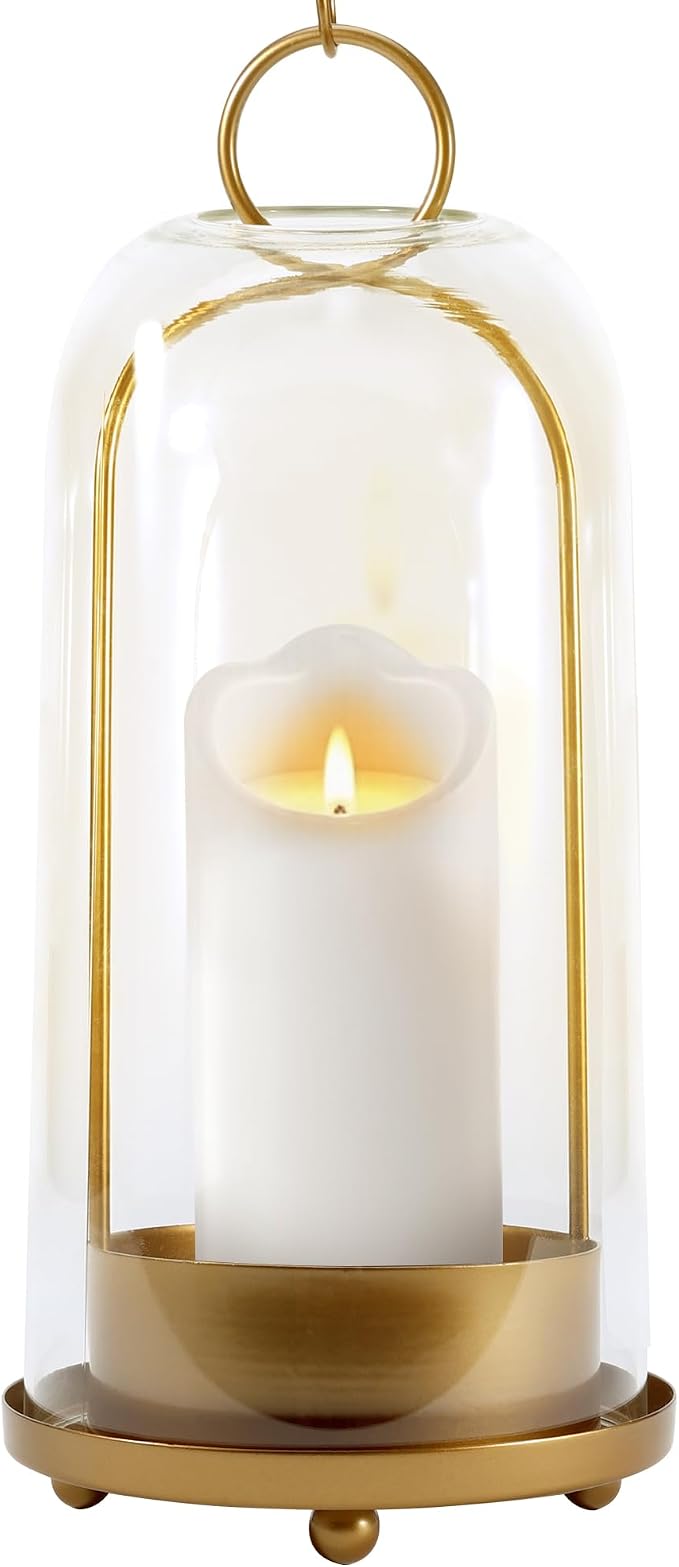 Hurricane Glass Candle Holder, Large Brass Lanterns Hurricane Candlestick Holder by Lifesmoreorganizedtidyup
