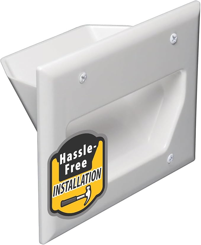 DATA COMM Electronics 45-0003-UWH 3-Gang Recessed Low Voltage Cable Pass by DATACOMM