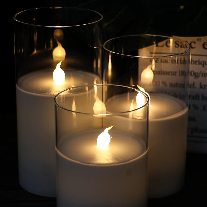GenSwin Glass Flameless Led Candles Battery Operated Remote Timer Clear | - Image 2