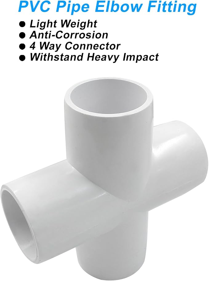Piutouyar 4 Pcs 3/4" Cross Elbow PVC Pipe Fitting, 4 Way | Furniture Grade Pipe - Image 5