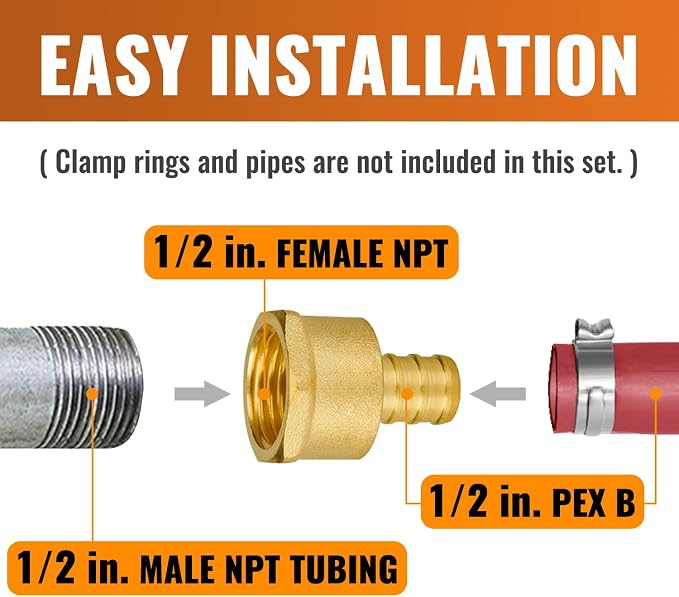 2-Pack 1/2 Inch PEX Female Adapter | Brass - Image 3