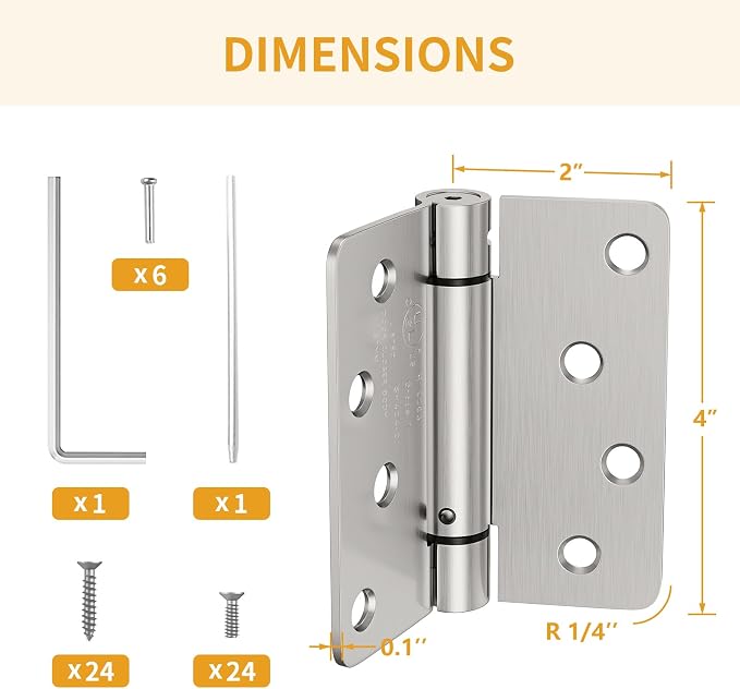 Luxbaro 3 Pack Self Closing Door Hinges 4 Inch, Adjustable Tension | Spring - Image 2