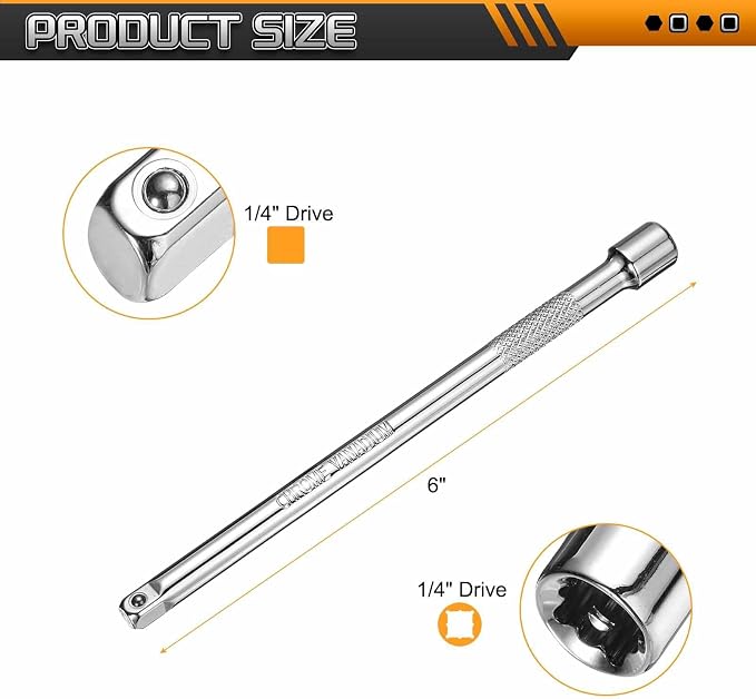 HARFINGTON 1pcs Socket Extension Bar 1/4" Drive 6" Long Extension Bars Impact - Image 2