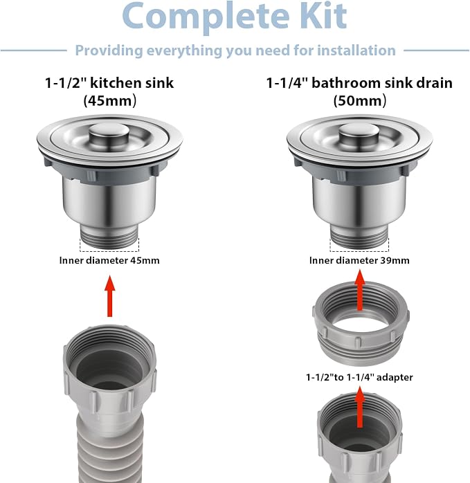 1-1/2" Flexible P-Trap Sink Drain Pipe Kit 5.7"-27" - Image 3