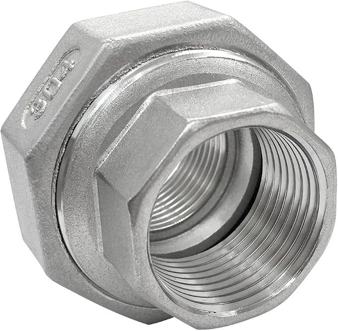 304 Stainless Steel Union 1/2" NPT Female Thread Cast Pipe Fitting - Image 3