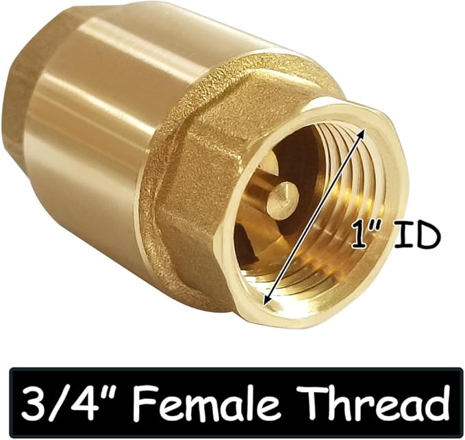 Uenede Brass 3/4 Inch NPT In-line Spring Check Valve - Image 2