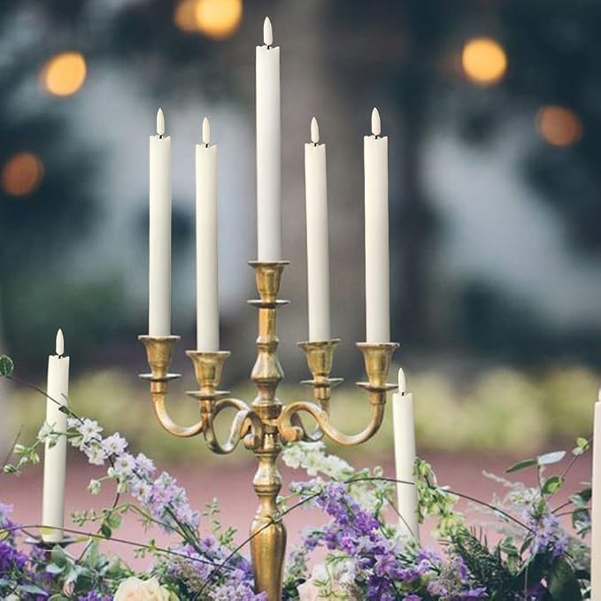 GenSwin Flameless Taper Candles LED Battery Operated Remote Timer White | LED - Image 4