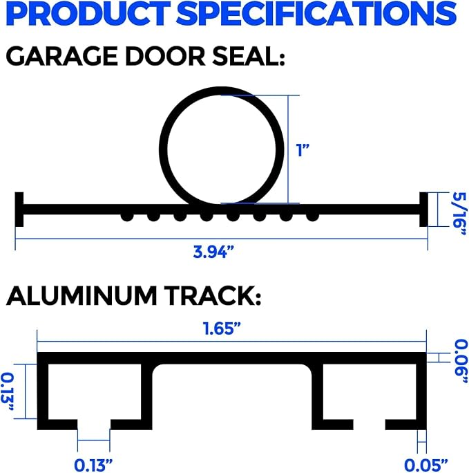 Holikme 20FT Garage Door Bottom Seal, Pre-drilled Track, U+O Rubber Seal - Image 4