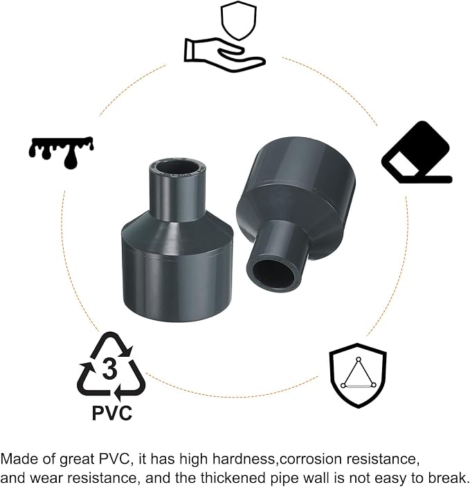 HARFINGTON PVC Reducing Coupling 1-1/2 x 1/2" Increaser/Reducer Coupling Pipe - Image 6