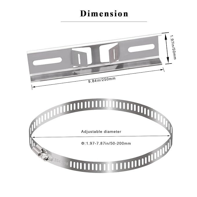 smseace Pole Mounting Kits, 304 Stainless Steel 250x50mm Brackets - Image 2