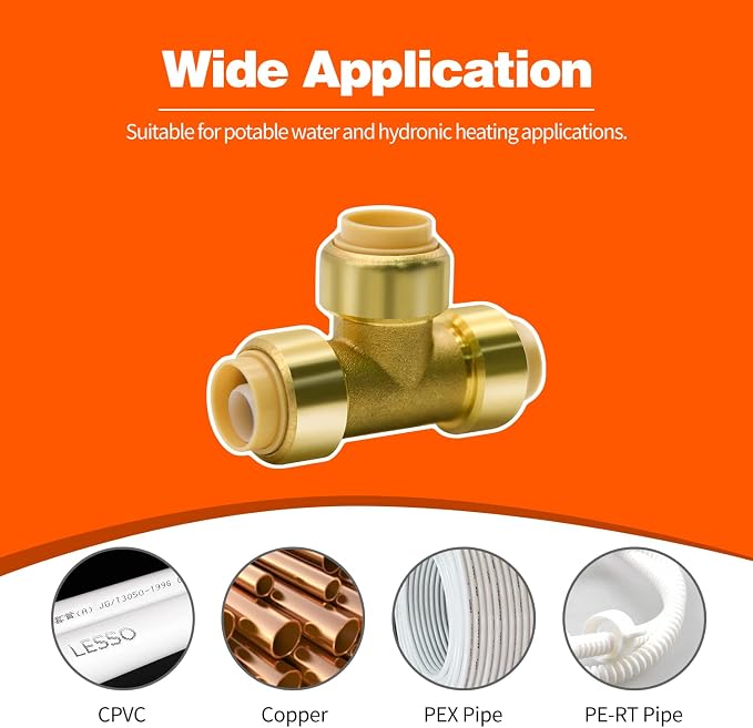 12 Pack 1/2" Pushfit Tee Fittings - Image 3