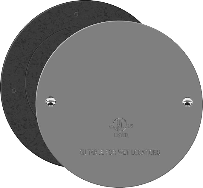 ENERLITES 4” Diameter Round Weatherproof Blank Metal Wall Plate by Enerlites