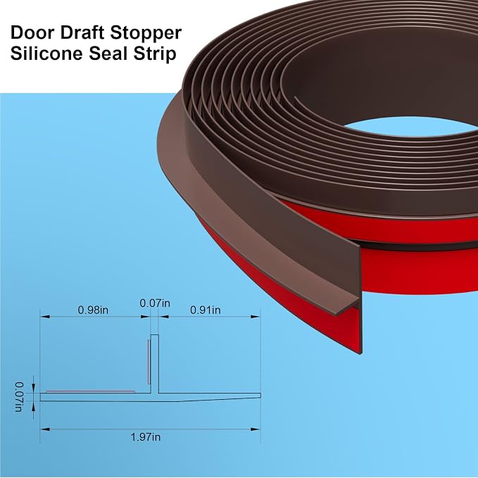 Elvone T-Shaped Weather Stripping Seal, 1.97 in x 20 ft | Flexible door seal - Image 2