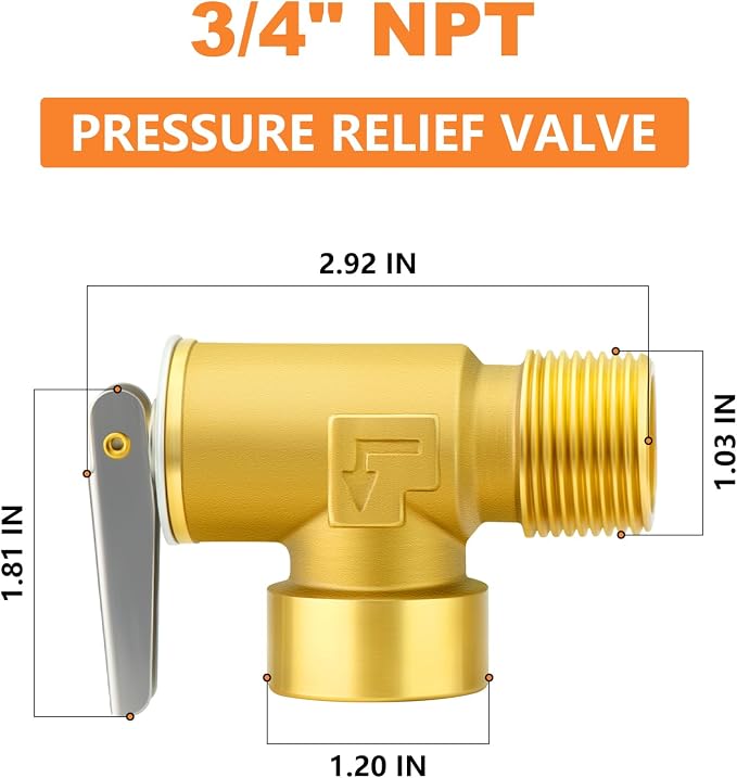 GASHER 1PCS Brass Temperature Pressure Relief Valve - Image 2