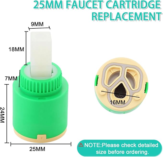 25mm Faucet Cartridge Replacement, Single Handle Faucet Cartridge - Image 2