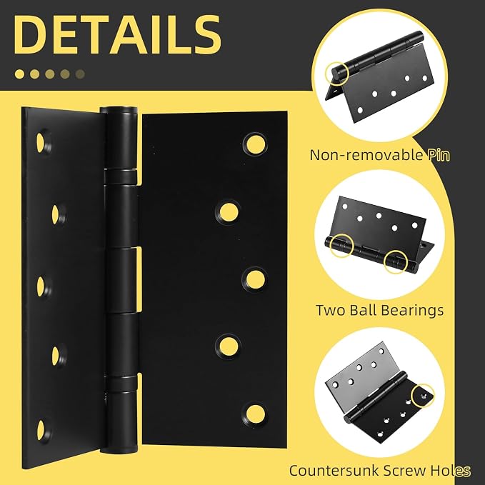 5 Inch Stainless Steel Door Hinges, Heavy Duty Commercial Door Hinges Ball - Image 3