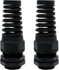 2Pcs NPT 1/2" IP68 Waterproof Cable Gland Flex Spiral Strain Relief Black Nylon by LeMotech