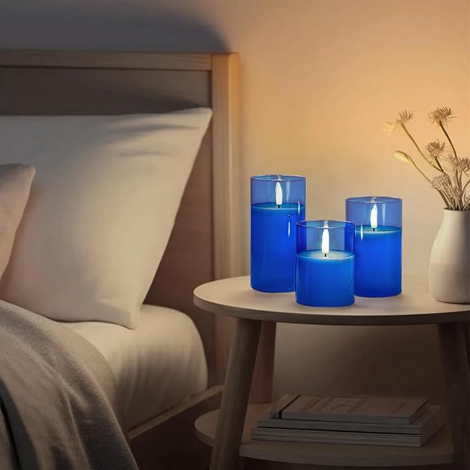 Amagic Blue Glass Flameless LED Candles Battery Operated - Image 8