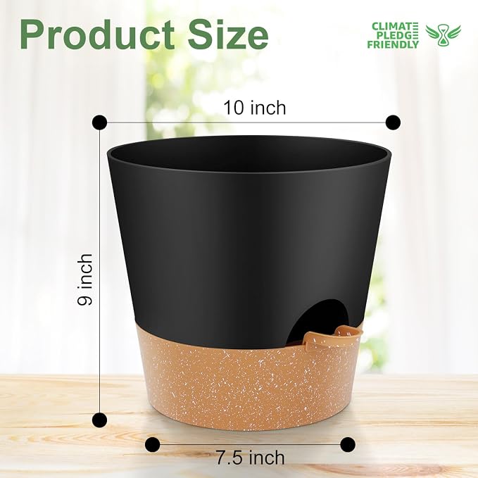 YNNICO 10-Inch Plant Pots, Self-Watering Planters - Image 4