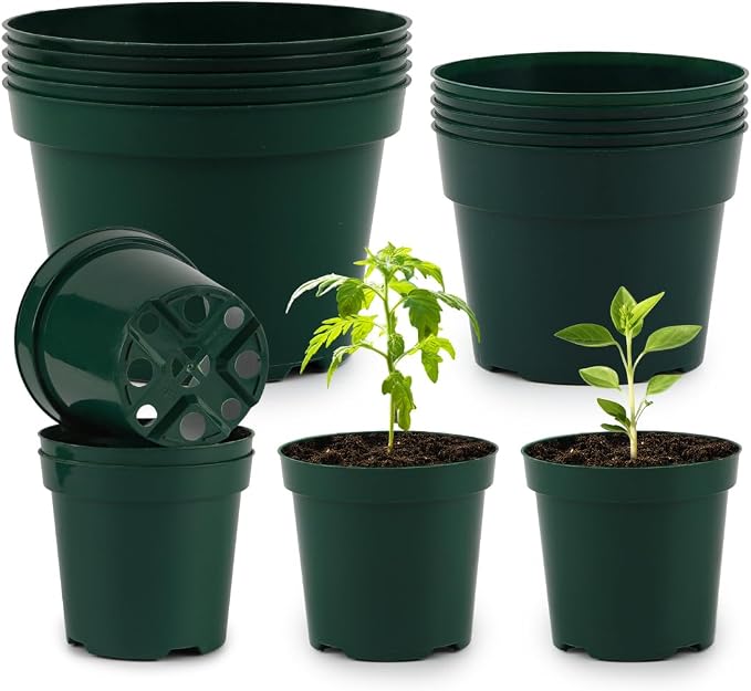 RooTrimmer 15 Pack 4/6/8 Inch Plant Nursery Pots, Sturdy Plant Pots by RooTrimmer