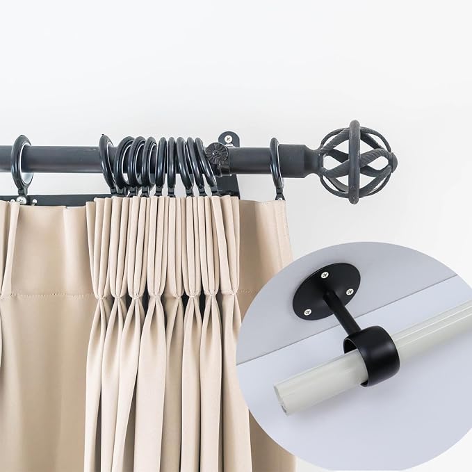 Antrader Ceiling Curtain Rod Brackets, 1-1/4" Curtain Rod Holders - Image 4