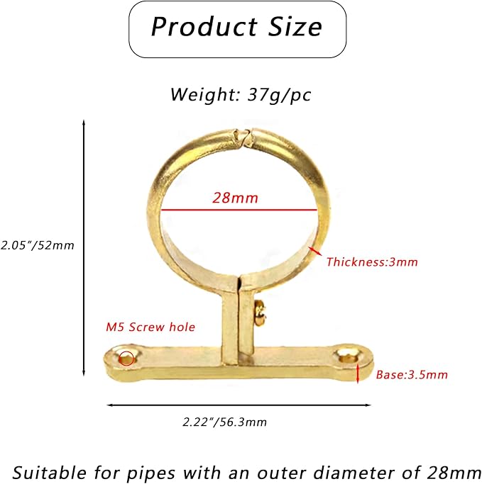 2Pcs Brass Water Pipes Clamp, Pipe Support Clamps Fit - Image 2
