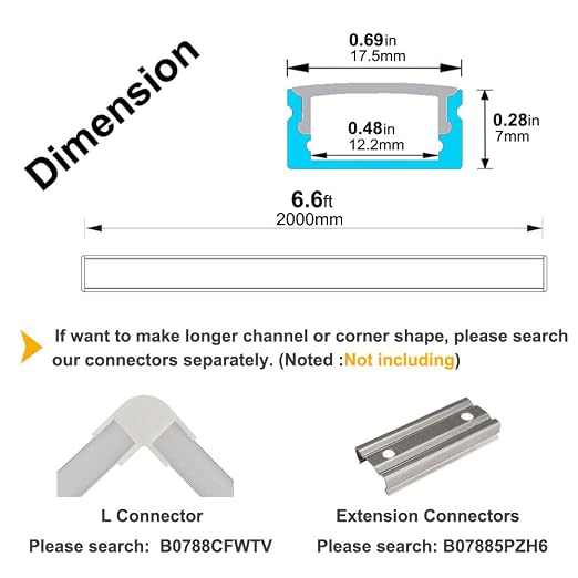 hunhun 10-Pack 6.6ft/ 2Meter U Shape LED Aluminum Channel System - Image 6