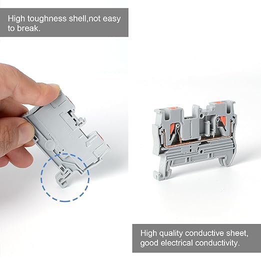 100Pcs PT2.5 Push-in Terminal Blocks, 2.5mm²Cable | DIN Rail Mounted Terminal - Image 2