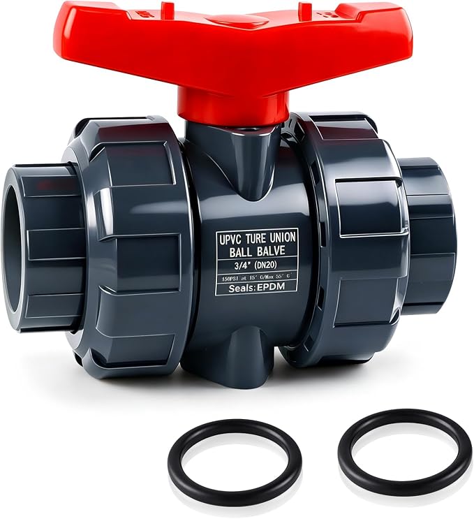 3/4 Inch True Union PVC Ball Valve, Full Port Slip Socket Water Valve by Boltigen