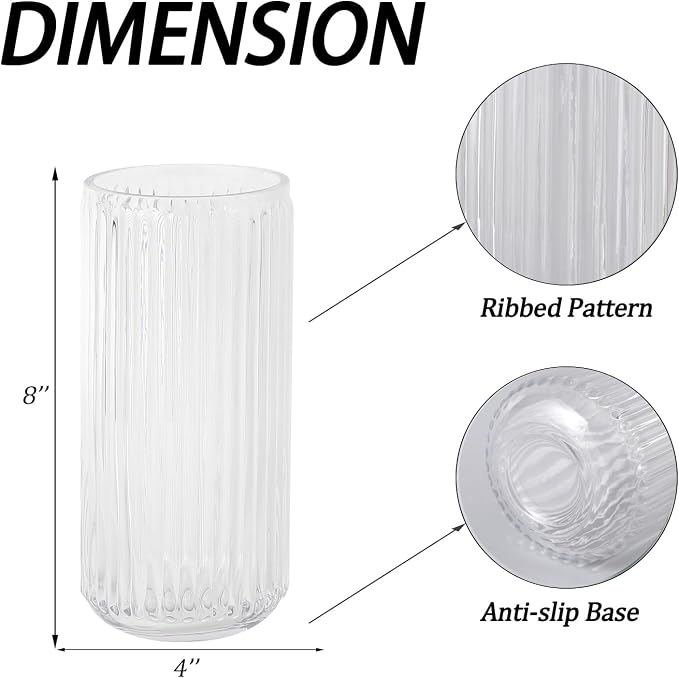 Ribbed Glass Vase, Flower Vases - Image 7