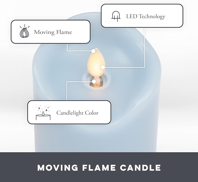 Co. Set of 3 Flameless LED Flickering Battery Candle Moving Flame Pillar - Image 3