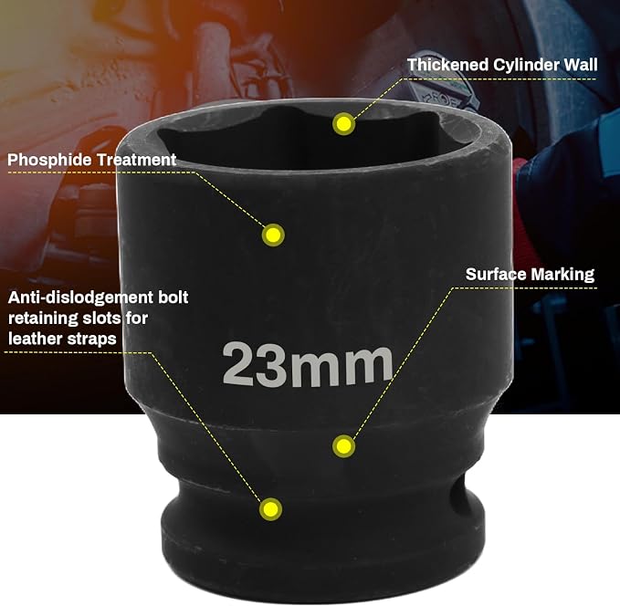1/2" Drive 23mm Deep Impact Socket, 6 Point Chrome Molybdenum Steel Heavy Duty - Image 5