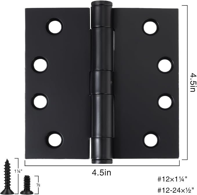 TDCHINGES Heavy Duty Matte Black Door Hinges 4.5Inch x 4 1/2" Square 1 Pack | - Image 2