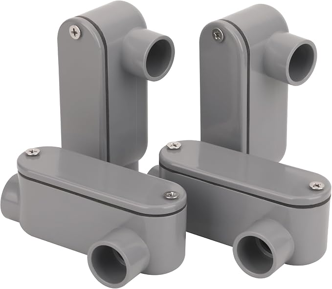 4Pack 1/2 Inch Rigid PVC Conduit Body Type LL 0.50IN PVC Conduit Bodies LL Type by CKVIHAV