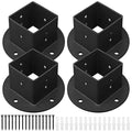 4 Pcs 2x2 in Black Metal Square Post Floor Mount Brackets by yeesport