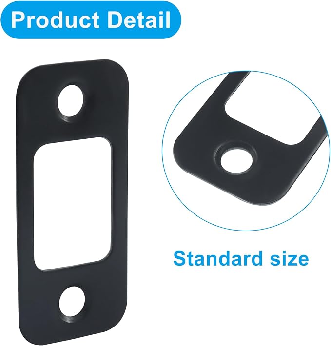 1 Pcs Black Deadbolt Strike Plate | 1" x 2 1/4", Round Corner, Door Latch - Image 3