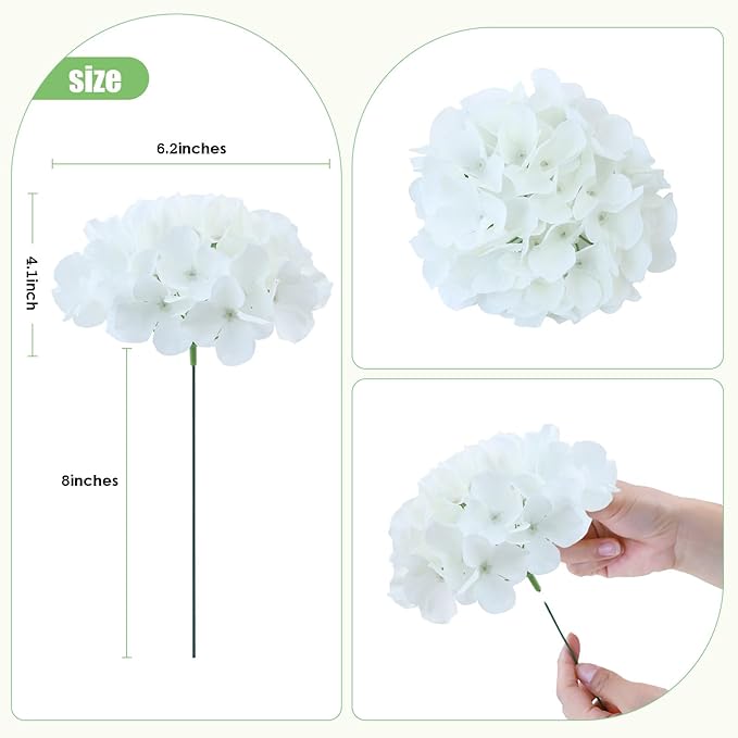 AVIVIHO 105pcs Fake Flowers White Hydrangea Artificial Flowers Bulk Ivory Silk - Image 5