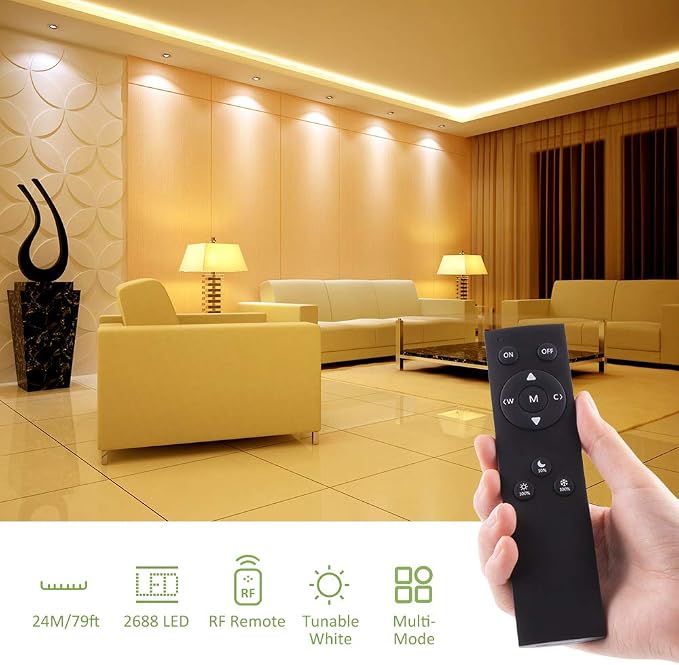79ft Tunable White LED Strip Light Dimmable 3000K-6500K RF Remote | NOVOSTELLA - Image 4