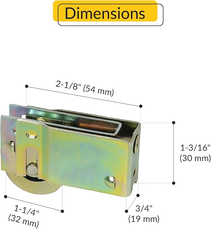 Brixwell Patio Door Roller Assembly, Stamped Steel Housing - Image 2