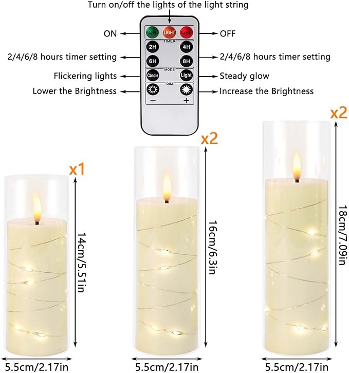 Pack of 5 Ivory Flickering Flameless Candles Battery Operated - Image 4