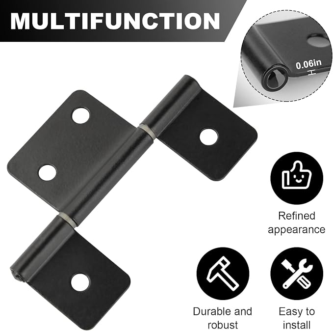 Three Leaf Non-Mortised Hinge for Mobile Home & RV Interior 8 Packa Black Door - Image 3