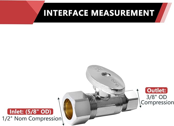 50PC EFIELD Straight Stop Valve, 1/2" Nominal Compression x 3/8" OD | 1/4-Turn - Image 2