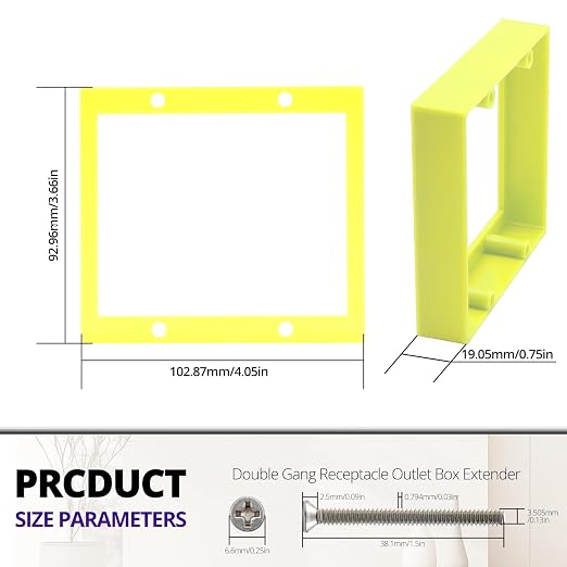 3/4” Yellow Double Gang Outlet Extender – Fits Recessed or Protruding - Image 2