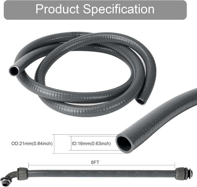 Electrical Conduit Kit 1/2" 6ft, AC Whip Kit, Liquid-Tight PVC Conduit | - Image 2