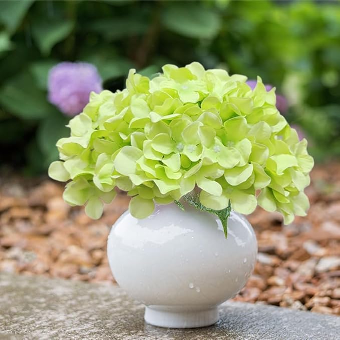 65Pcs Green Hydrangea Artificial Flowers Bulk，Realistic Silk Fake Flowers - Image 3