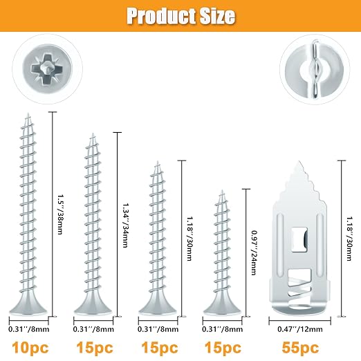 110Pcs Heavy Duty Metal Drywall Anchors and Screws Kit, Easy Self Drilling - Image 2