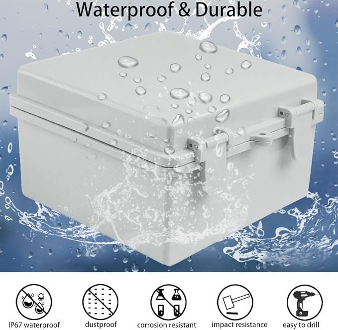 Junction Box, Hinged Grey Cover IP67 Waterproof ABS Project Box - Image 2